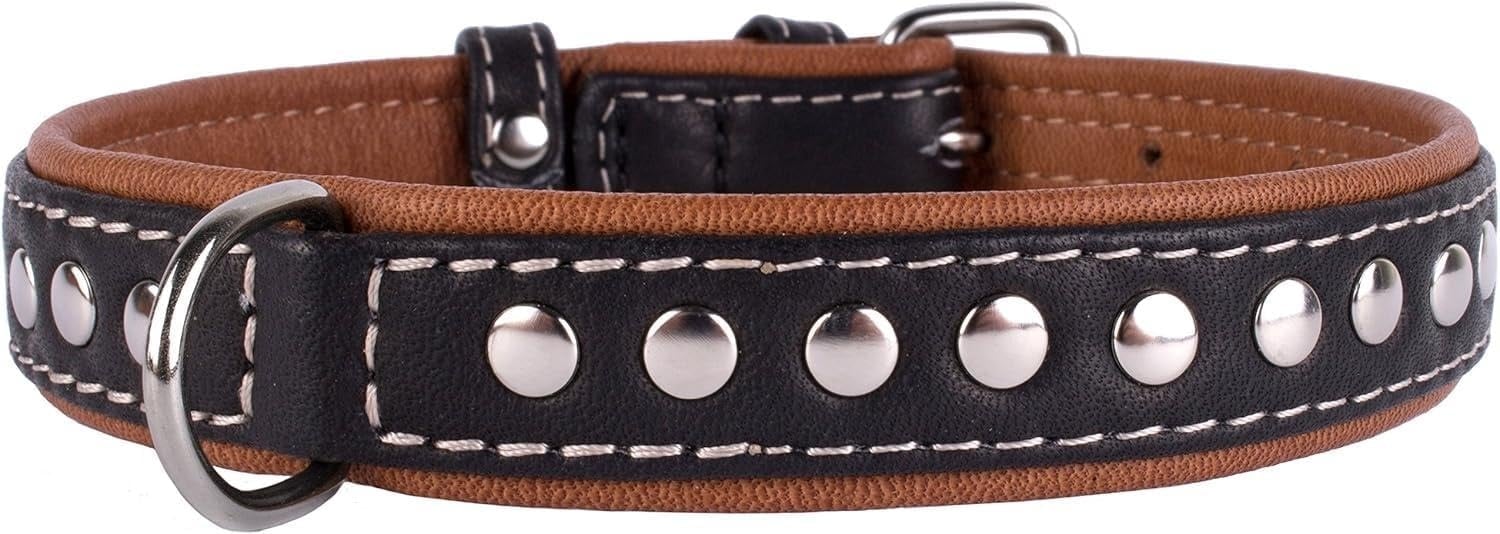 CollarDirect Leren Hondenband Studs - 30% Korting - Zwart