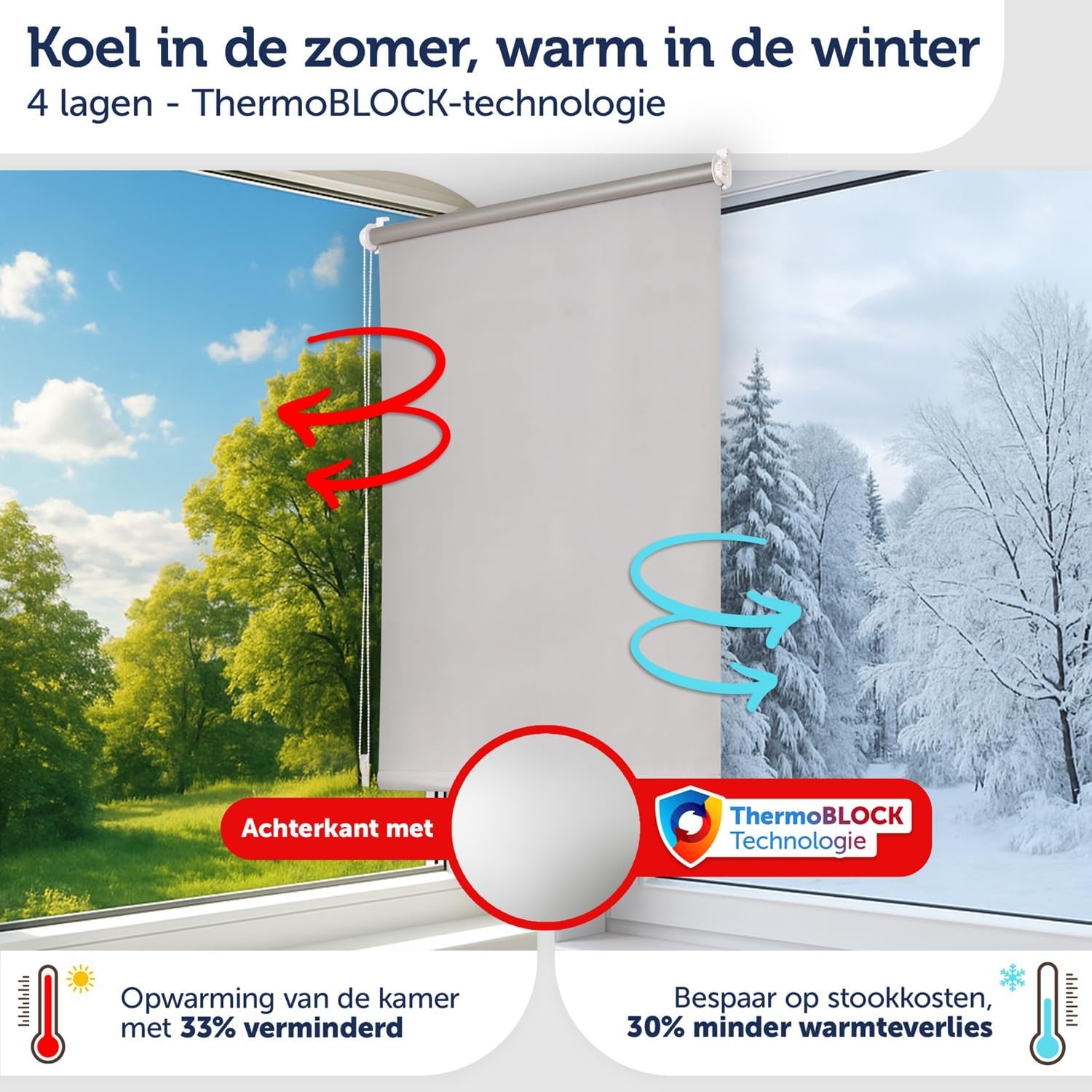 Blumtal Verduisteringsrolgordijn Grijs 70x130cm - 30% Korting