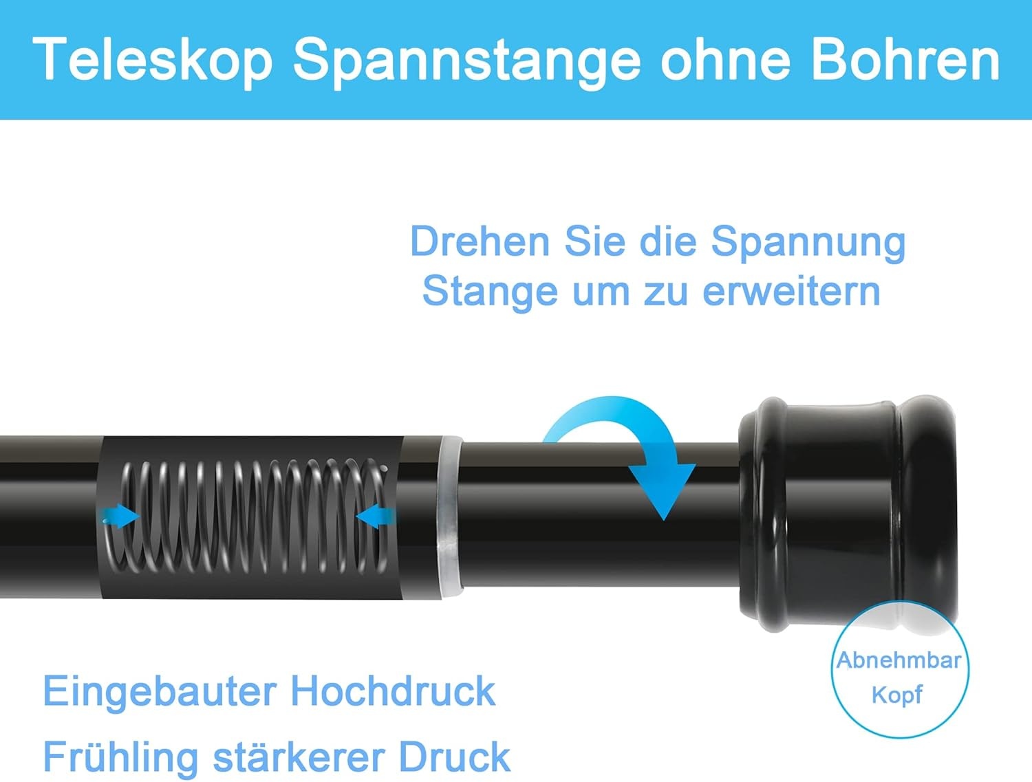 Douchestang zonder boren (135-200cm) - 30% Korting!