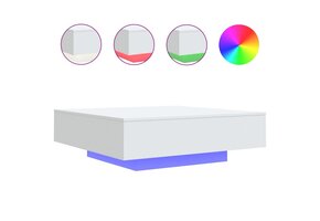 vidaXL Salontafel met LED - 100x100x31 cm Wit | 35% Korting