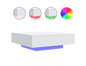 vidaXL Salontafel met LED - 100x100x31 cm Wit | 35% Korting