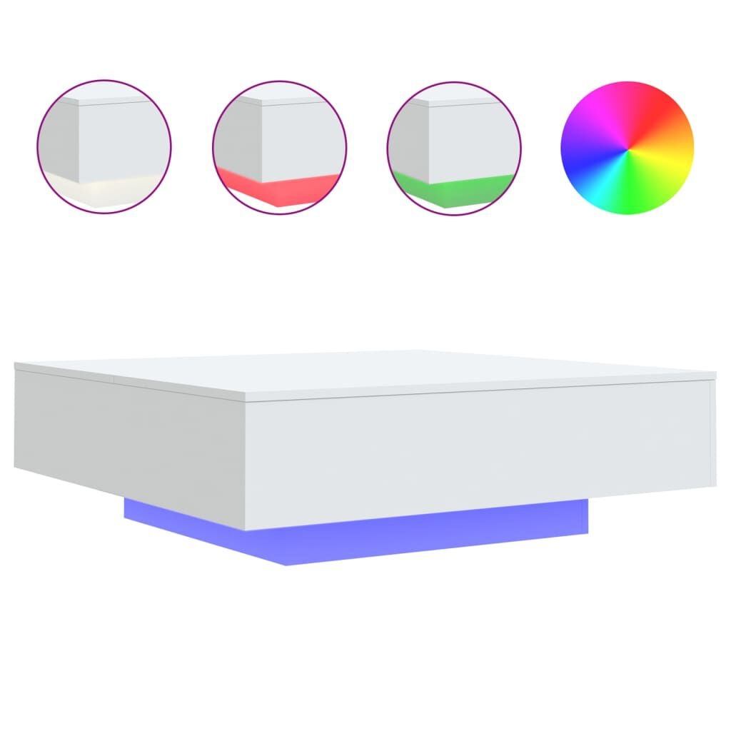 vidaXL Salontafel met LED - 100x100x31 cm Wit | 35% Korting