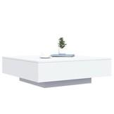 vidaXL Salontafel met LED - 100x100x31 cm Wit | 35% Korting