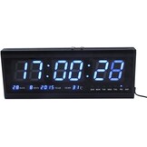 ZJchao Wandklok Blauw - Grote Cijfers, Kalender & Temperatuur - 30% Korting!