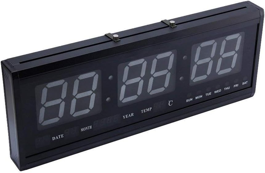 ZJchao Wandklok Blauw - Grote Cijfers, Kalender & Temperatuur - 30% Korting!