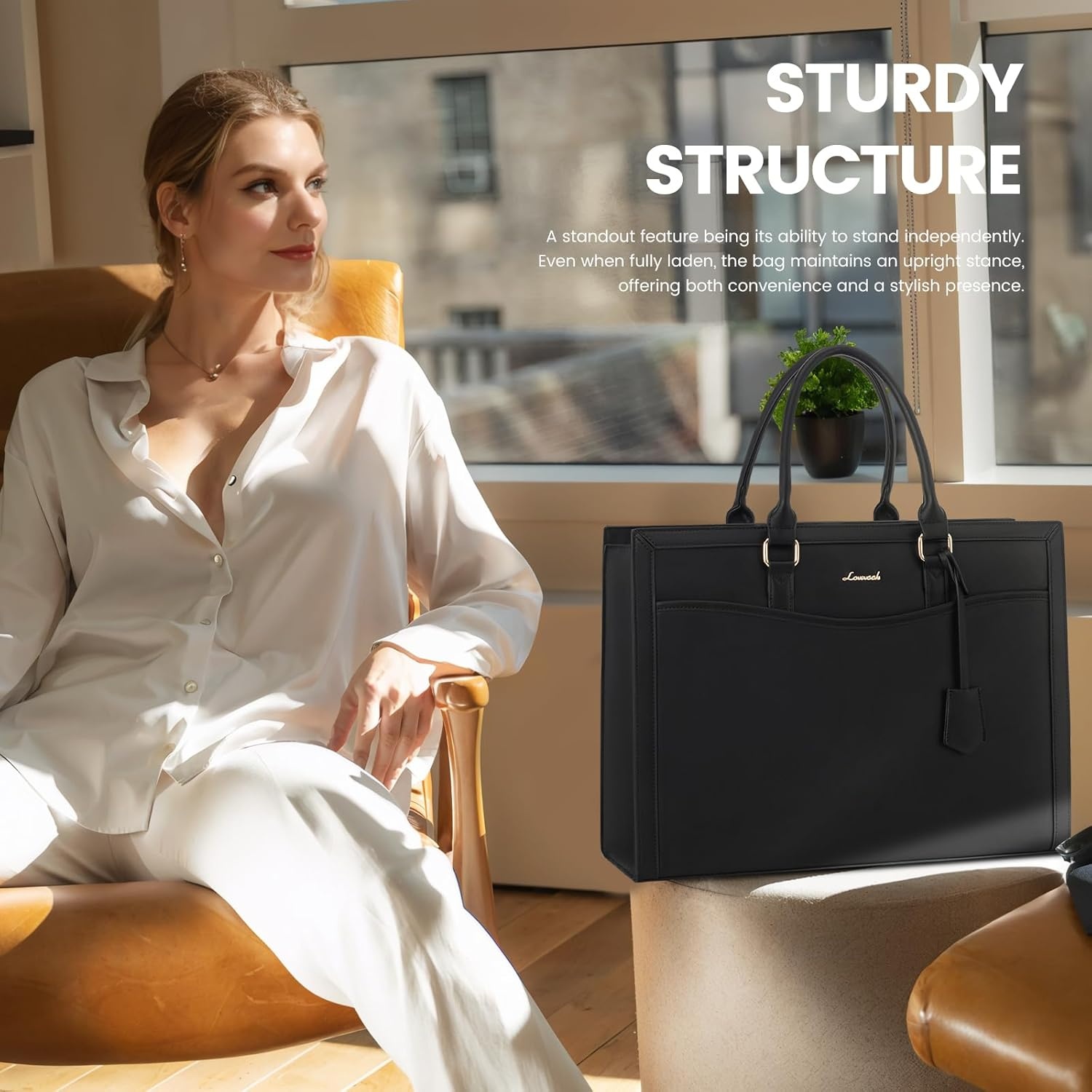 LOVEVOOK Laptoptas 15.6" Zwart Lederen Tote Bag - 60% Korting!