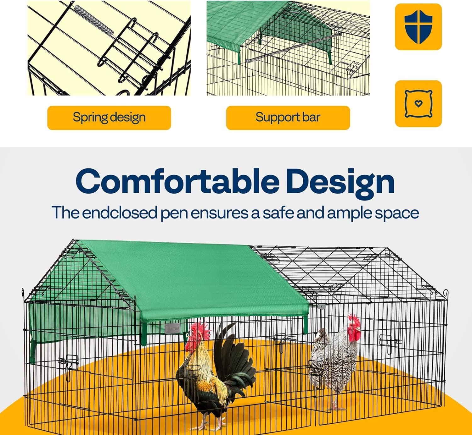 DEStar Kip & Konijnenhok 181cm - Opvouwbaar Metalen Dierverblijf - 30% Korting!