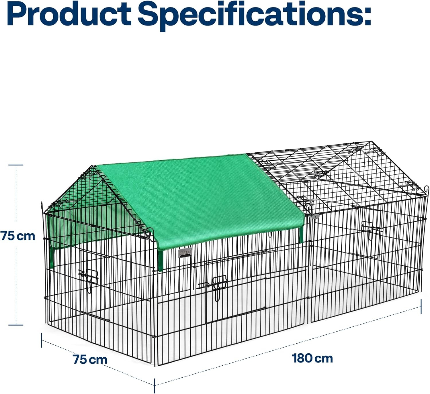 DEStar Kip & Konijnenhok 181cm - Opvouwbaar Metalen Dierverblijf - 30% Korting!