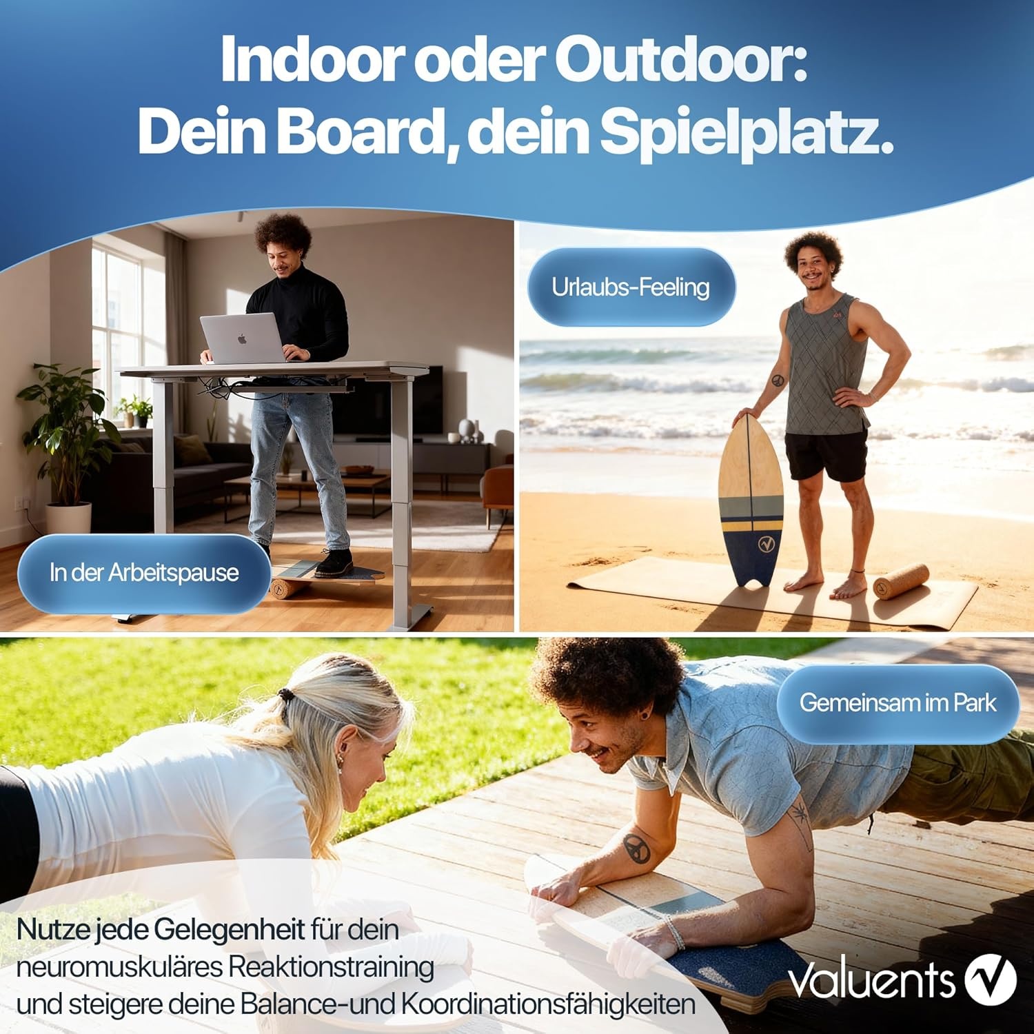 Valuents Balansbord Surfplank met Rol - Nu 35% Korting!