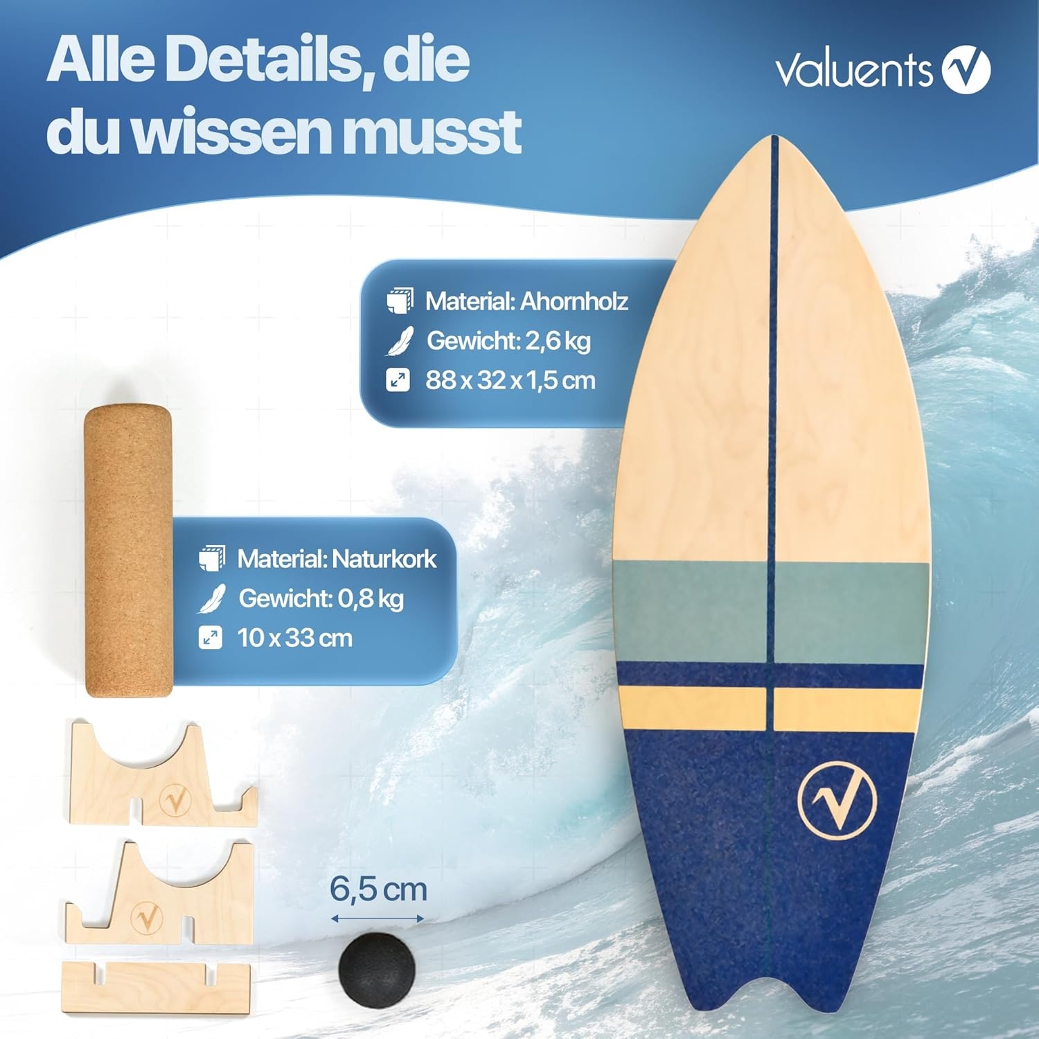 Valuents Balansbord Surfplank met Rol - Nu 35% Korting!