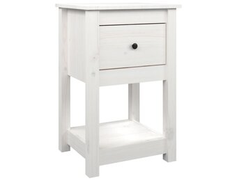 vidaXL Nachtkastje Grenenhout Wit - 62% Korting!