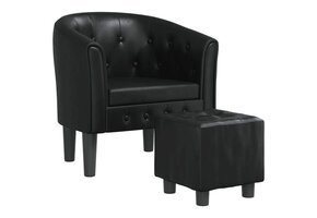 vidaXL Kuipstoel met voetenbankje Kunstleer Zwart - 60% Korting
