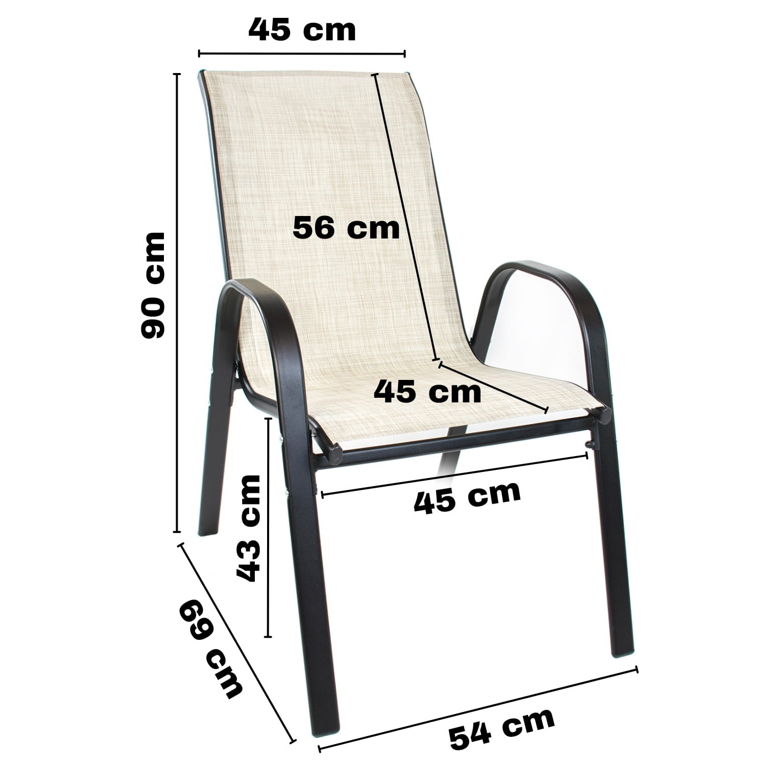 Stapelbare Tuinstoel Beige - 35% Korting - 90x54x69cm