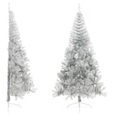 vidaXL Halve Kunstkerstboom 240cm Zilver - 65% Korting!