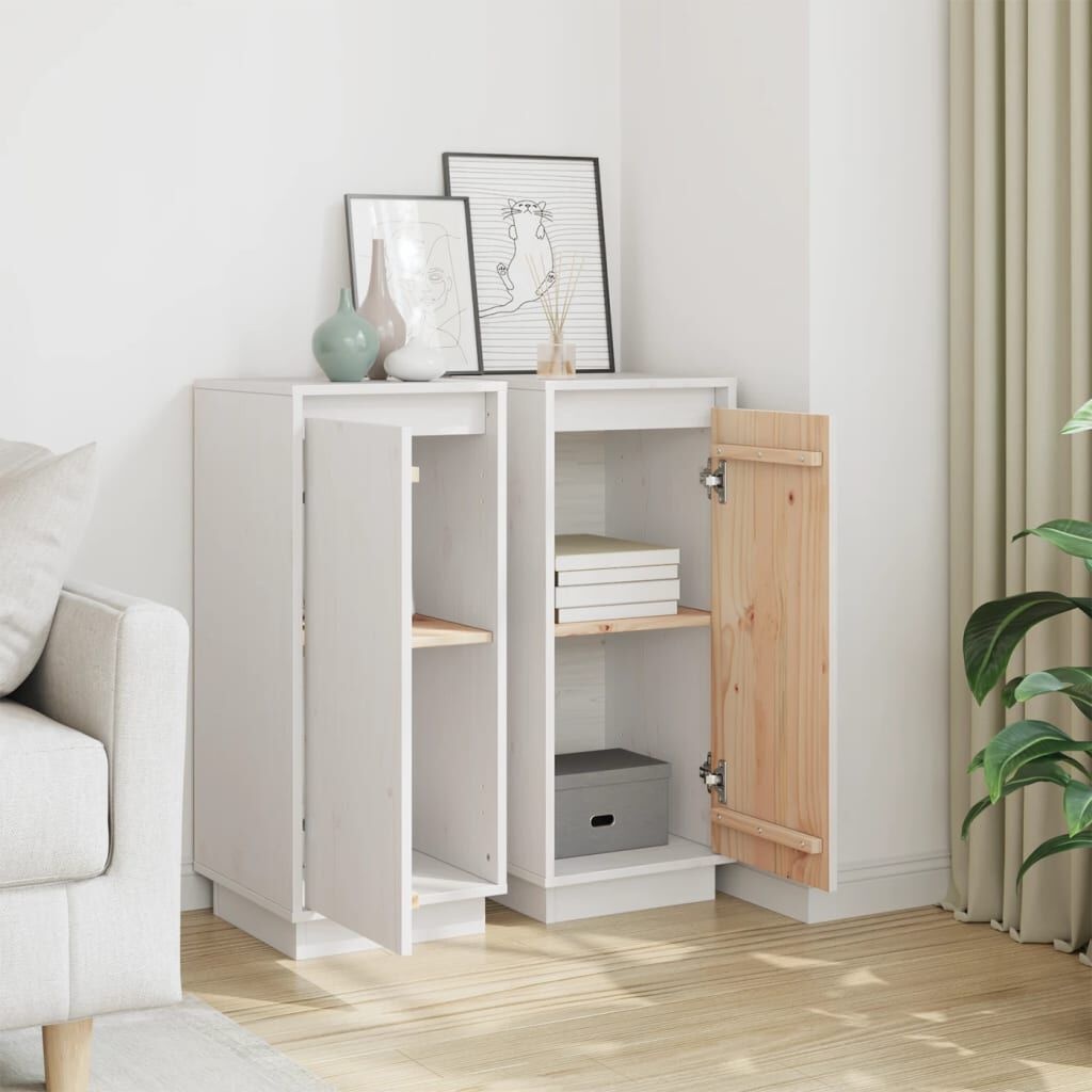 vidaXL Dressoirs Grenenhout Wit (2 stuks) - 60% Korting!