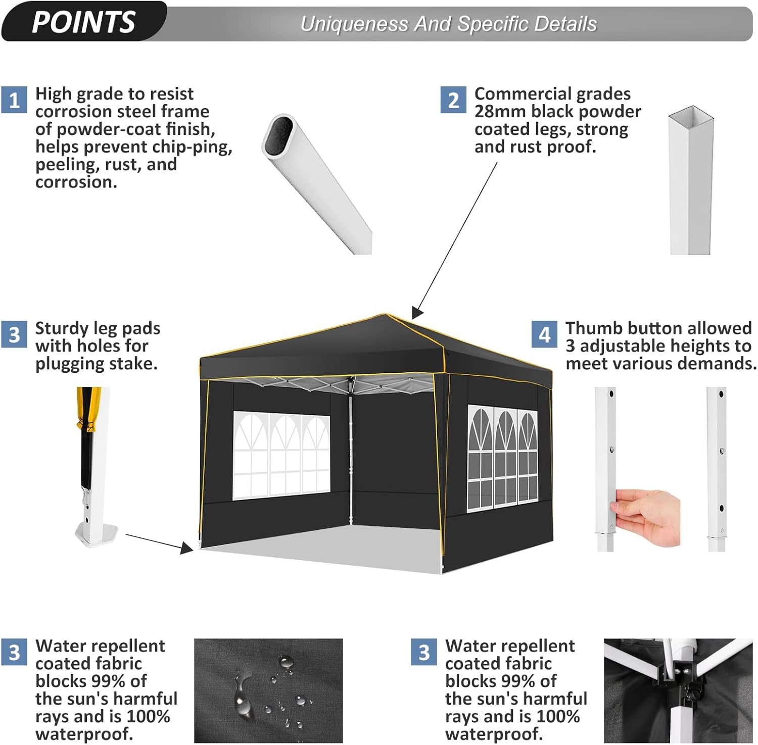 TOOLUCK 10x10 Pop-up Luifelpartytent - Waterdicht & UV-bescherming - 30% Korting