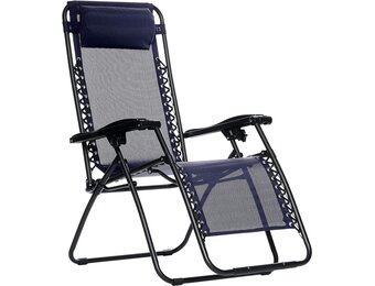 Donkerblauwe Zero Gravity Tuinstoel - 60% Korting! (86x67x107 cm)