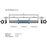 Curl Halterstang 30 mm met schroefdraad 35 cm lengte