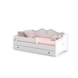 Kinderbed EMMA bedbank met lade & matras 160x80cm wit - 60% Korting!