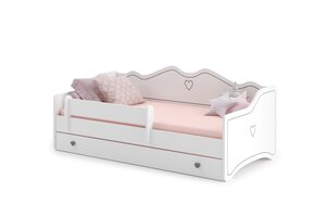 Kinderbed EMMA bedbank met lade & matras 160x80cm wit - 60% Korting!