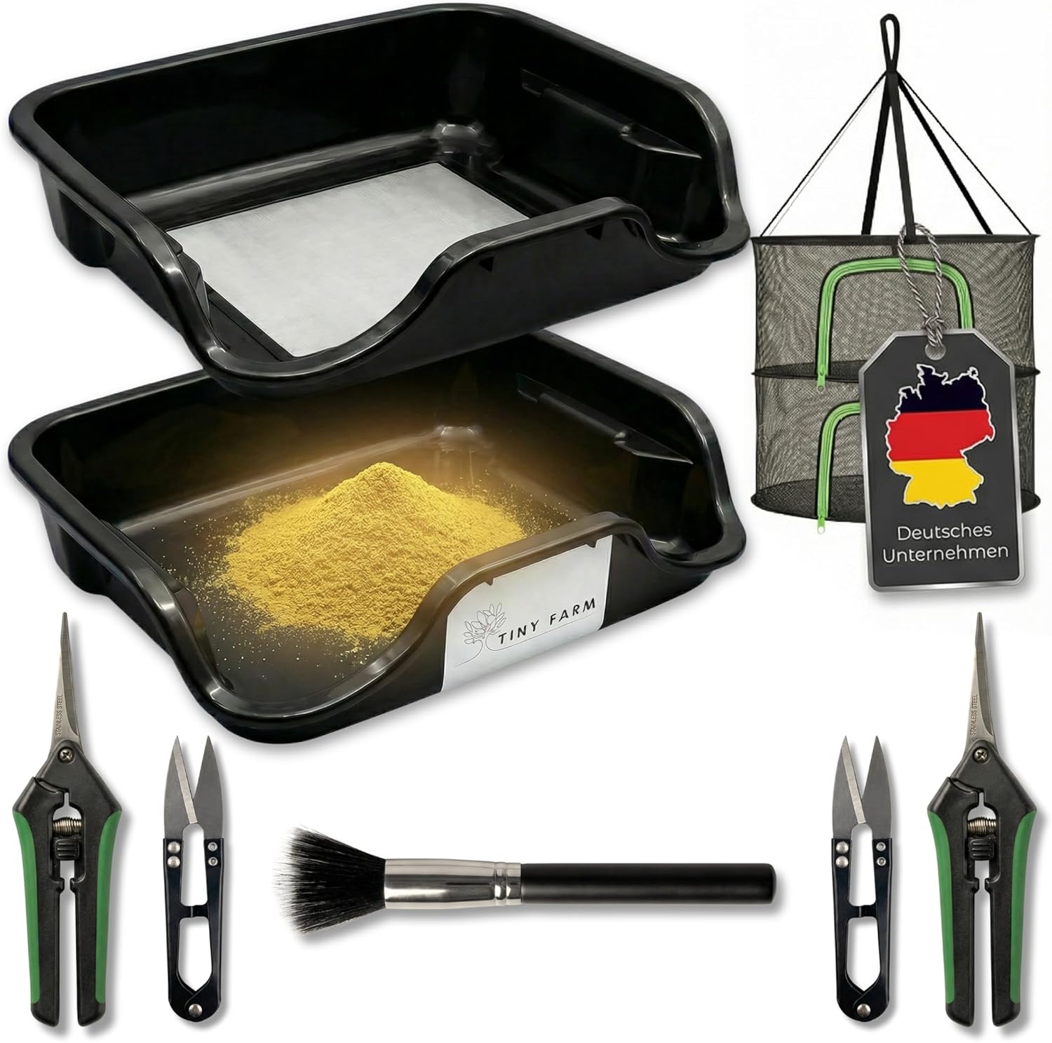 TINY FARM Trim Bin Set - 150 micron Zeef, Schaar & Net | Nu 30% Korting!