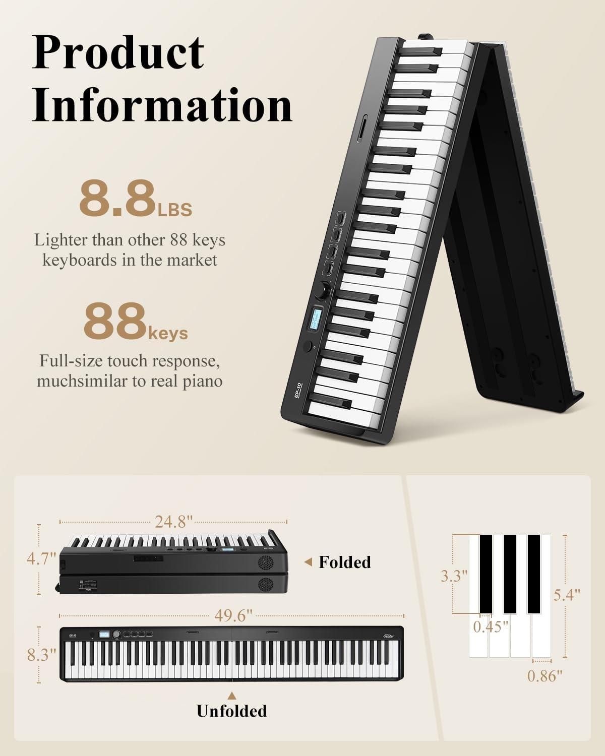 Eastar EP-10 88 Toetsen Vouwbare Digitale Piano - 30% Korting