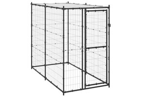 vidaXL Hondenkennel met dak - 110x220x180 cm Staal - 35% Korting