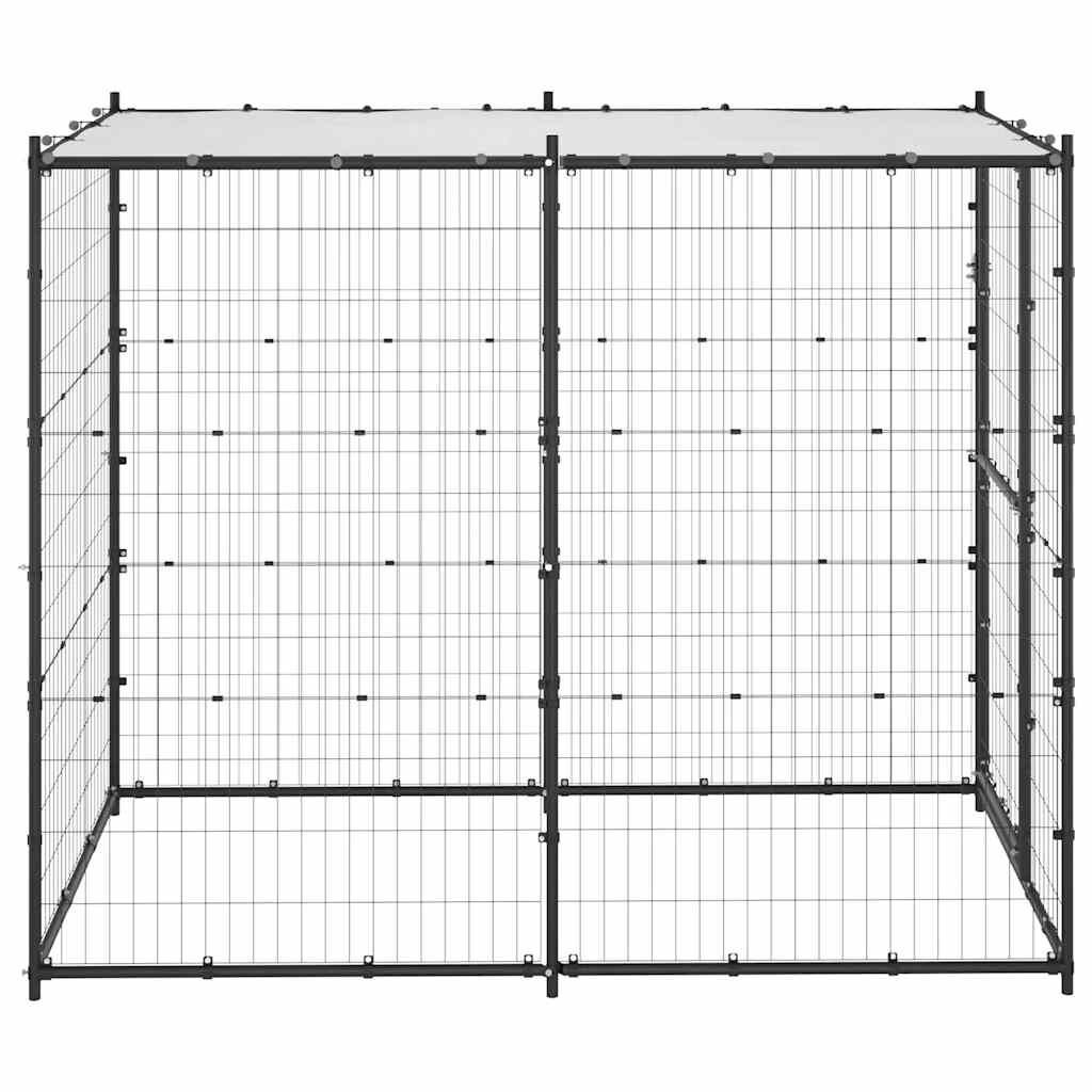 vidaXL Hondenkennel met dak - 110x220x180 cm Staal - 35% Korting