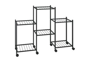 vidaXL Bloemenstandaard met wielen - 83x25x63,5 cm - Zwart - 64% Korting!