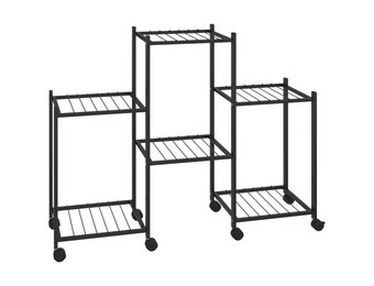 vidaXL Bloemenstandaard met wielen - 83x25x63,5 cm - Zwart - 64% Korting!