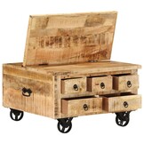 vidaXL Salontafel Ruw Mangohout - 70x70x40 cm - 35% Korting!