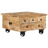 vidaXL Salontafel Ruw Mangohout - 70x70x40 cm - 35% Korting!