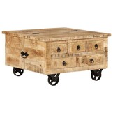 vidaXL Salontafel Ruw Mangohout - 70x70x40 cm - 35% Korting!