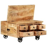 vidaXL Salontafel Ruw Mangohout - 70x70x40 cm - 35% Korting!
