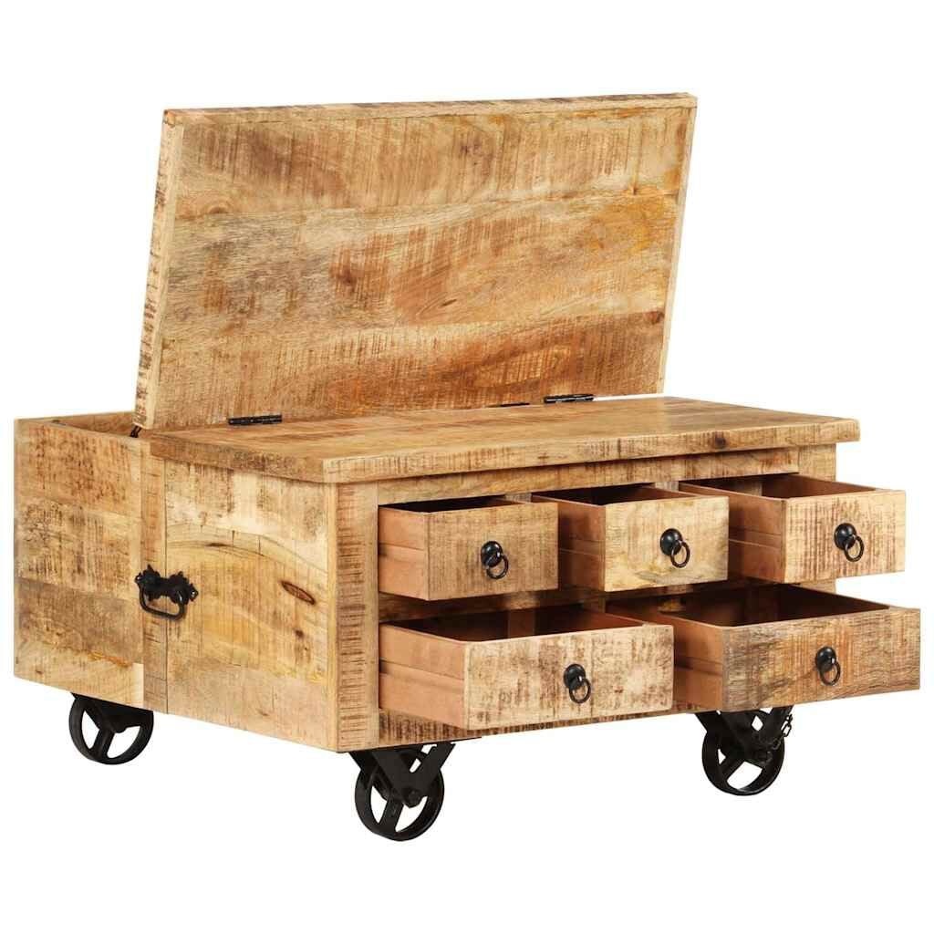 vidaXL Salontafel Ruw Mangohout - 70x70x40 cm - 35% Korting!