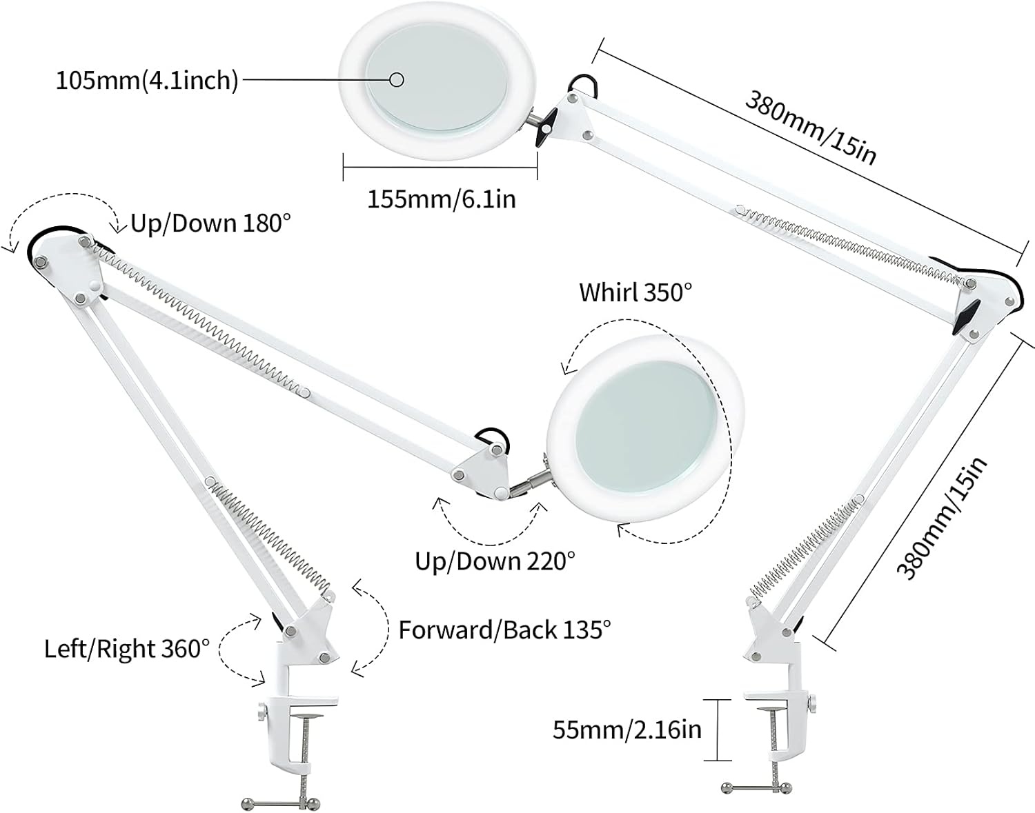 Loeplamp 105mm 5D Glas - 3 Kleuren, 10 Dimstanden | 30% Korting