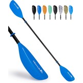 Abahub Kajakpeddel, verstelbaar, 210 cm tot 230 cm, 3-delige dubbele peddel, drijvende kajakpeddel, bootroer, kanoerroeier voor kajakken, schacht van aluminiumlegering, kunststof messen, blauw