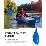 Abahub Kajakpeddel, verstelbaar, 210 cm tot 230 cm, 3-delige dubbele peddel, drijvende kajakpeddel, bootroer, kanoerroeier voor kajakken, schacht van aluminiumlegering, kunststof messen, blauw