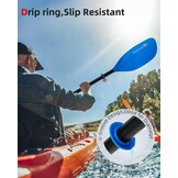 Abahub Kajakpeddel, verstelbaar, 210 cm tot 230 cm, 3-delige dubbele peddel, drijvende kajakpeddel, bootroer, kanoerroeier voor kajakken, schacht van aluminiumlegering, kunststof messen, blauw