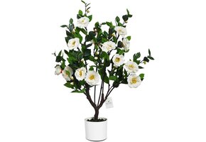 3ft Kunst Kamelia Boom - Wit, 40 Bloemen - 30% Korting!