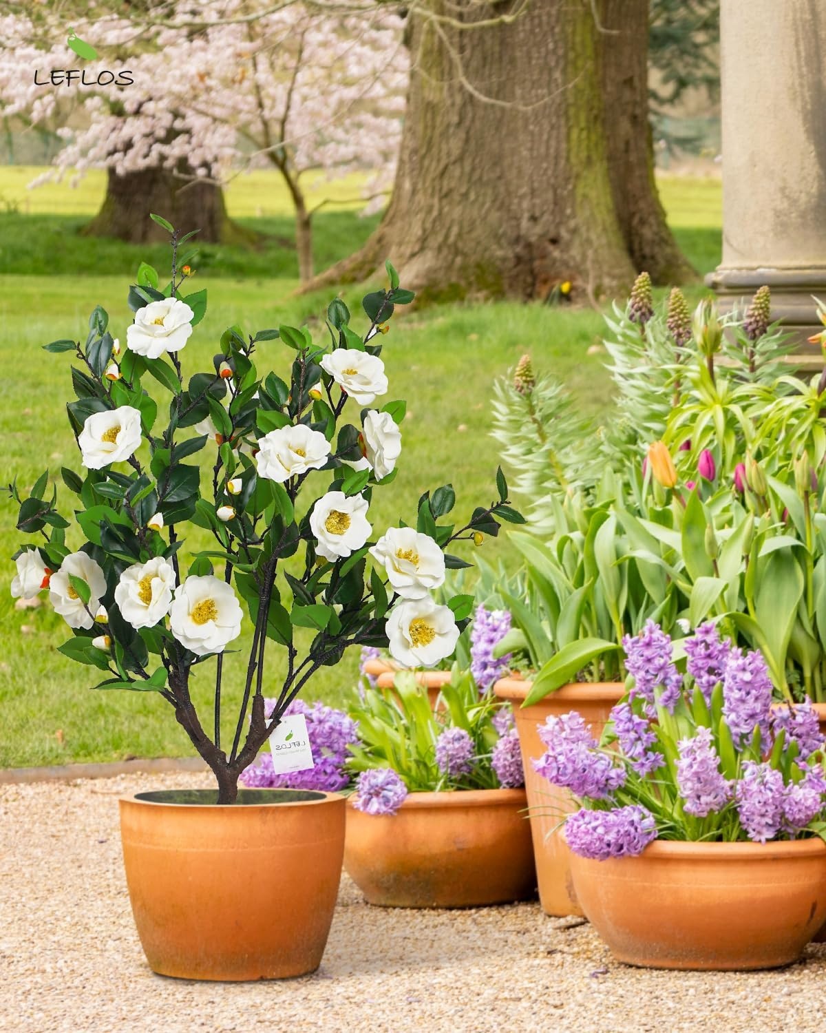 3ft Kunst Kamelia Boom - Wit, 40 Bloemen - 30% Korting!