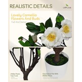 3ft Kunst Kamelia Boom - Wit, 40 Bloemen - 30% Korting!