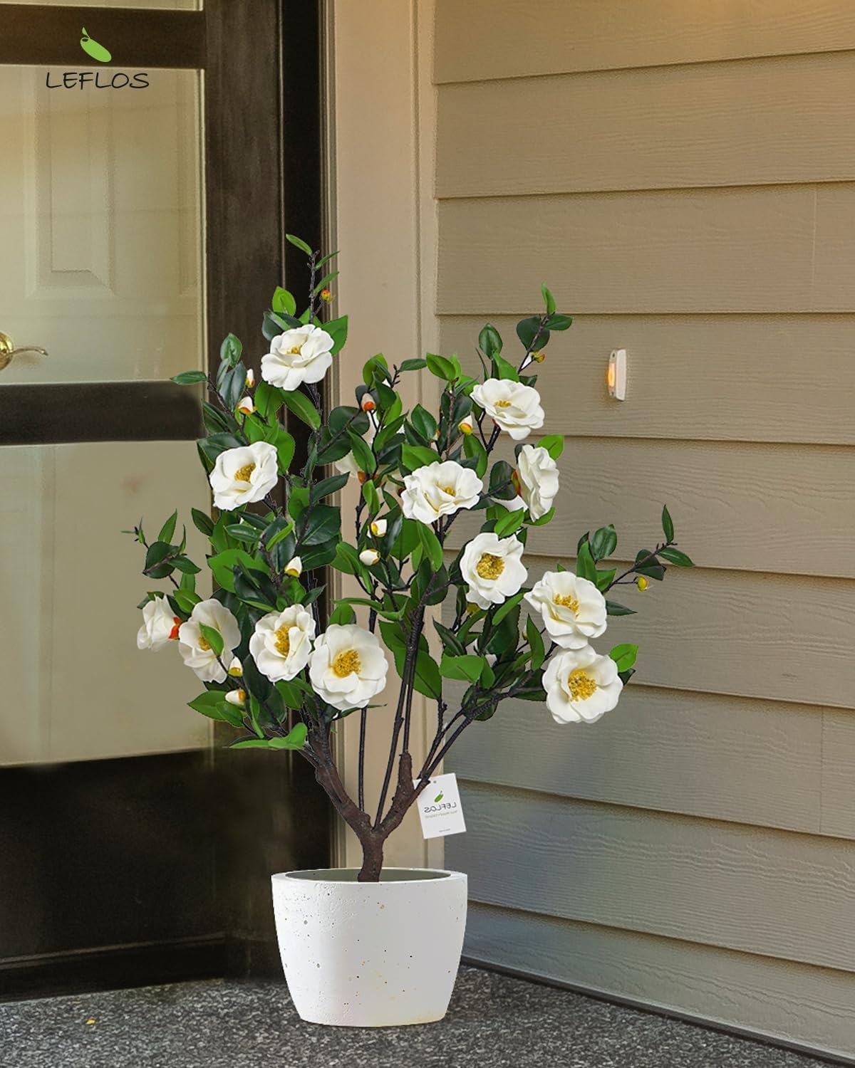 3ft Kunst Kamelia Boom - Wit, 40 Bloemen - 30% Korting!