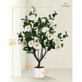 3ft Kunst Kamelia Boom - Wit, 40 Bloemen - 30% Korting!