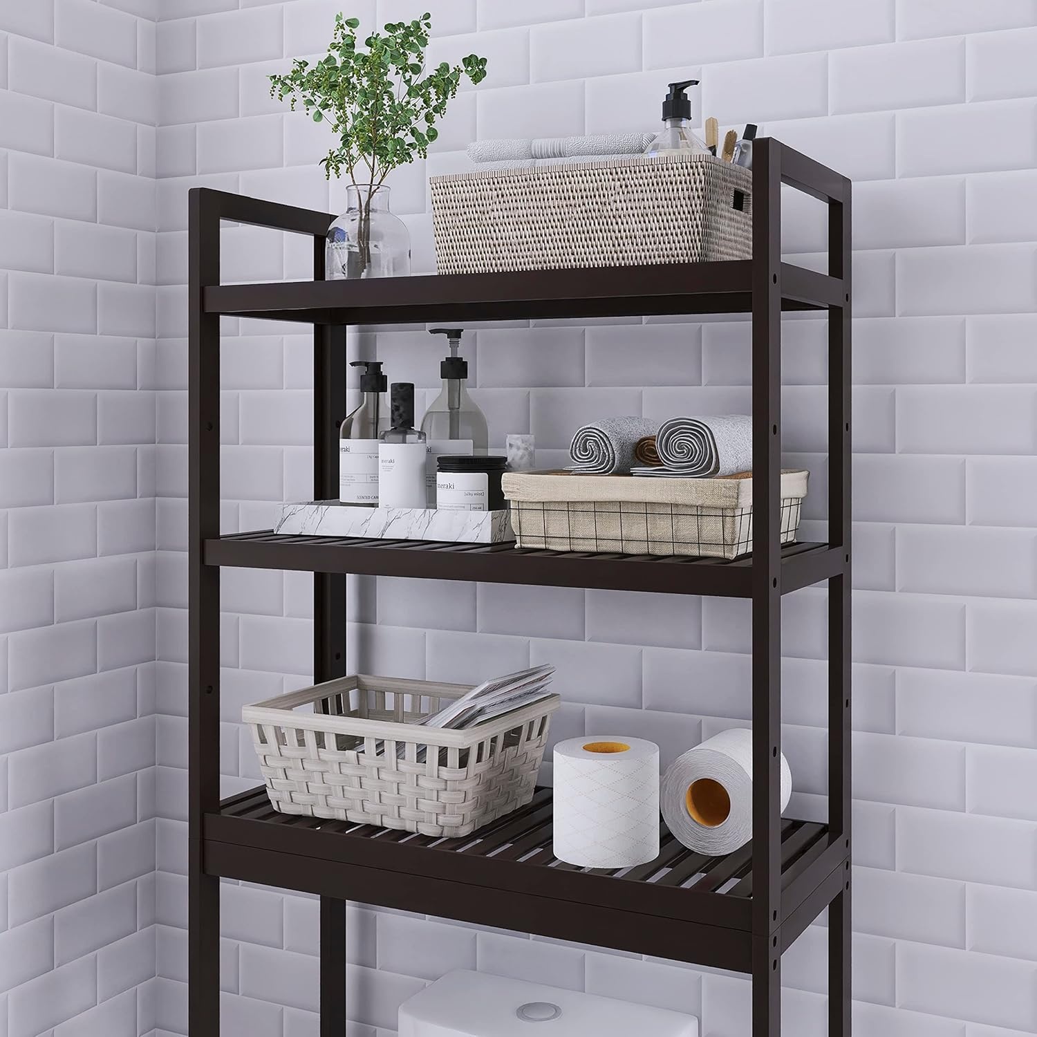 SMIBUY Bamboe Badkamerrek (Donkerbruin) - 30% Korting!