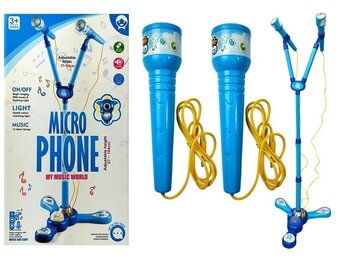 Kinder Karaoke Set Blauw - 2 Microfoons & Standaard - Nu 55% Korting!