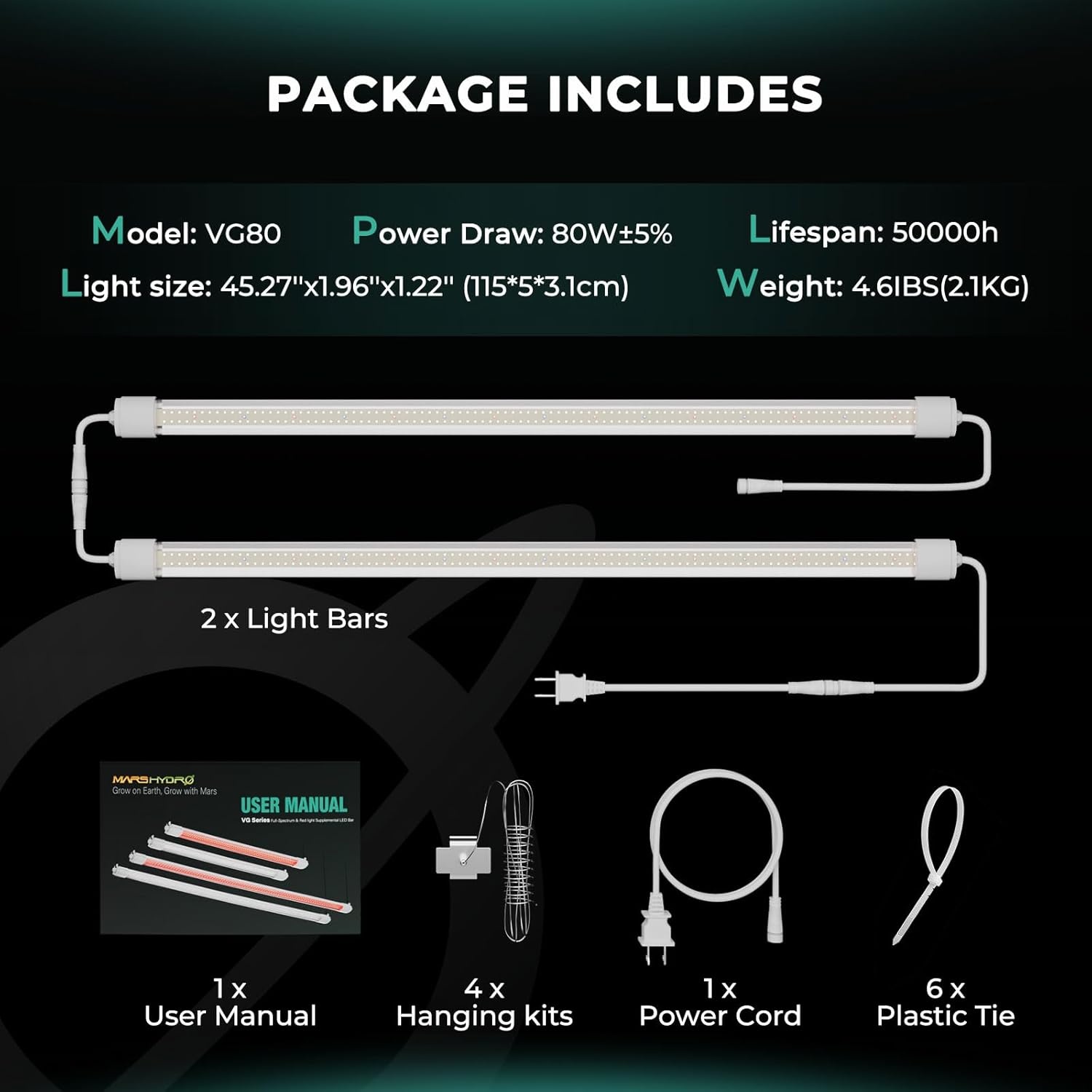 MARS HYDRO VG80 LED Plantlamp 120cm - 30% Korting