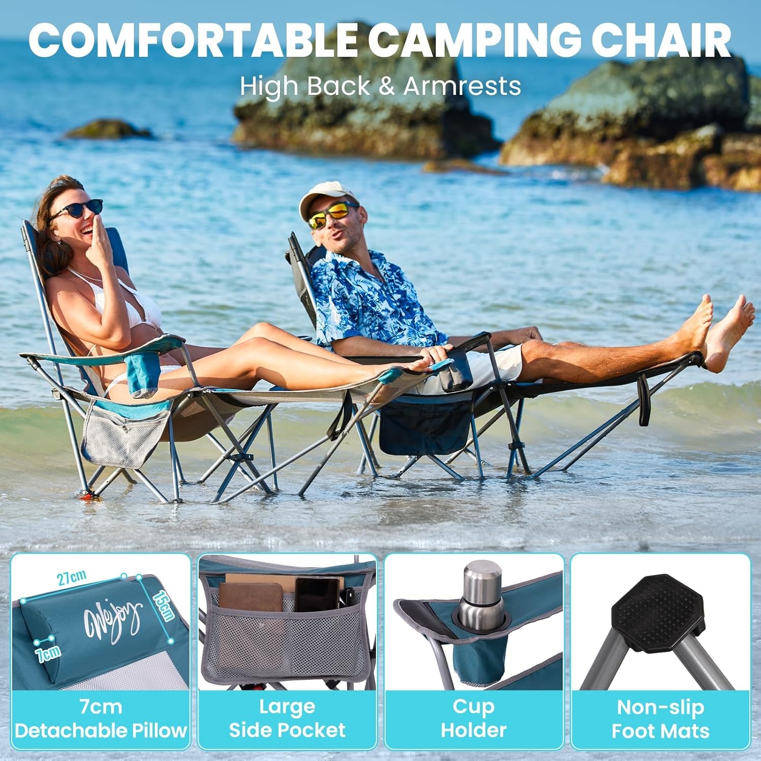 #WEJOY 2-in-1 Campingstoel, Opvouwbaar met Voetensteun - 30% Korting!