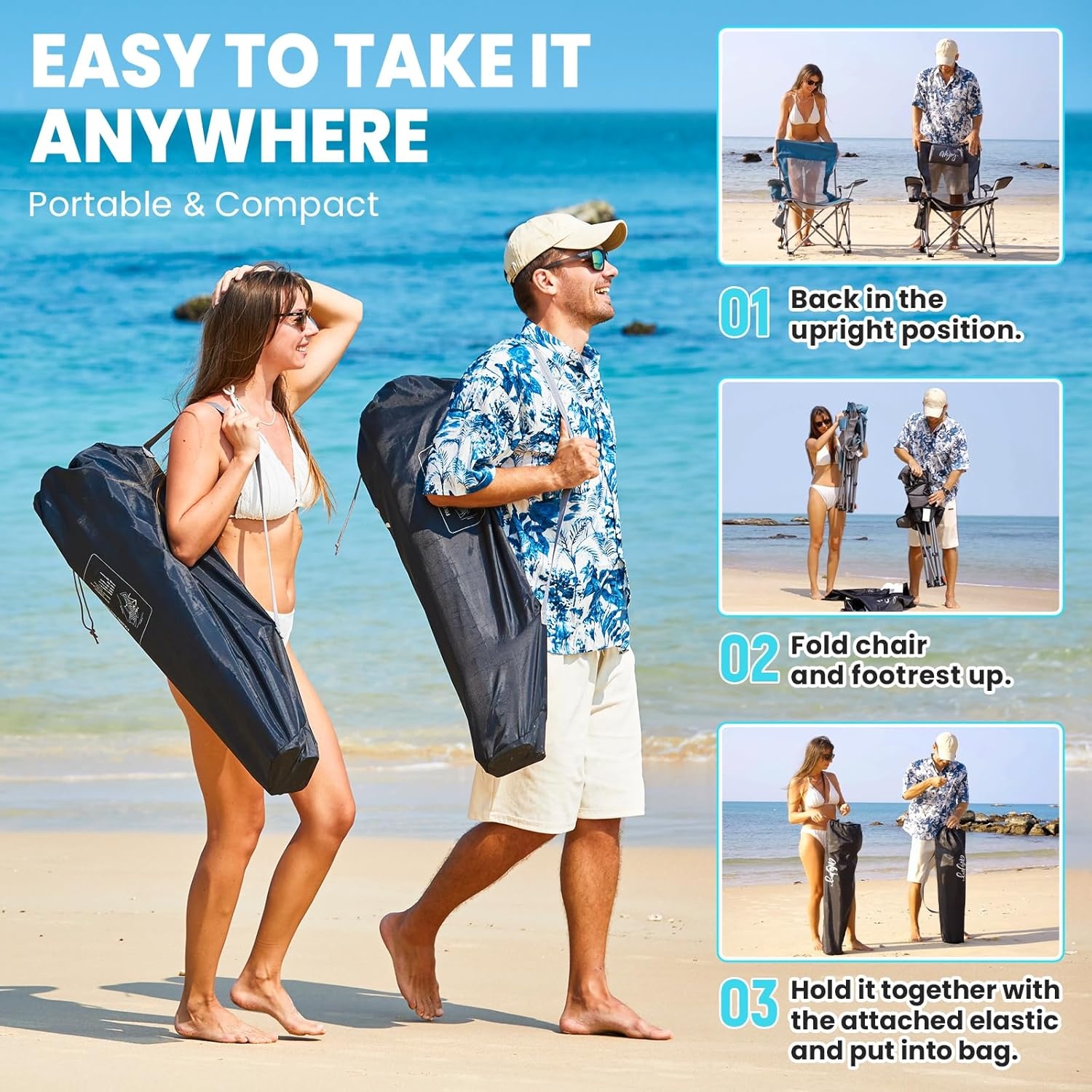 #WEJOY 2-in-1 Campingstoel, Opvouwbaar met Voetensteun - 30% Korting!