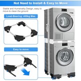 NIUXX Was/Droger Onderstel met Wielen & Rem - Verstelbaar - Zwart - 30% Korting